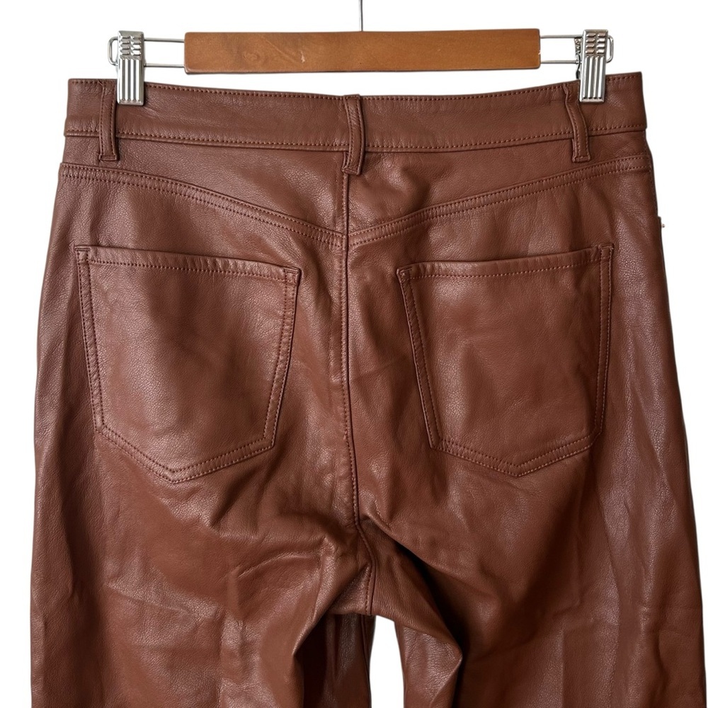 Express Vegan Leather Super High Rise Straight Pants‎ SZ 8 in Brown - Picture 5 of 9